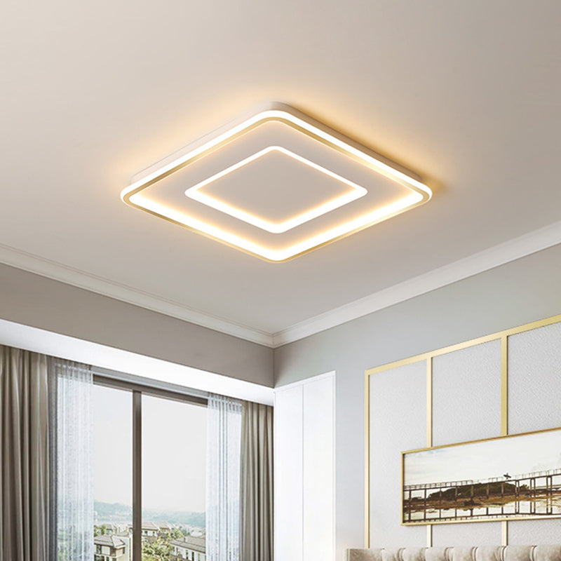 Contemporary Metal Polished Gold LED Ceiling Mount Lamp - Extra Thin Flush Light for Baby Room