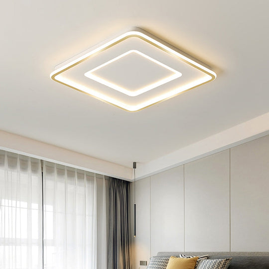 Contemporary Metal Polished Gold LED Ceiling Mount Lamp - Extra Thin Flush Light for Baby Room