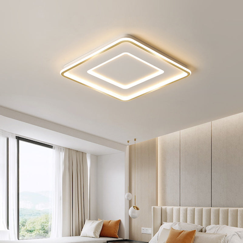 Contemporary Metal Polished Gold LED Ceiling Mount Lamp - Extra Thin Flush Light for Baby Room