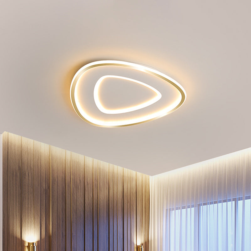 Contemporary Metal Polished Gold LED Ceiling Mount Lamp - Extra Thin Flush Light for Baby Room