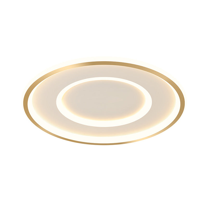 Contemporary Metal Polished Gold LED Ceiling Mount Lamp - Extra Thin Flush Light for Baby Room