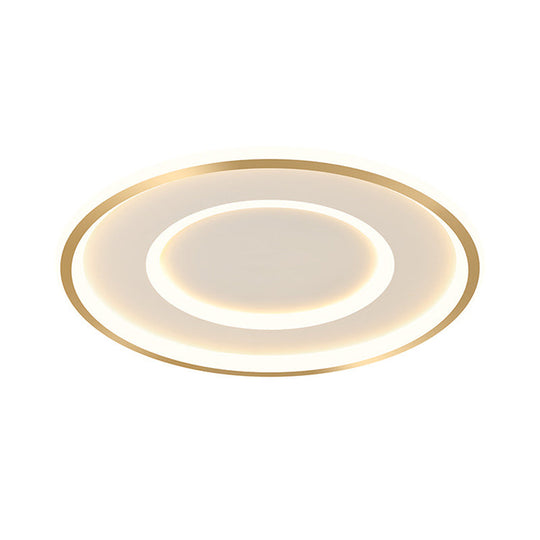 Contemporary Metal Polished Gold LED Ceiling Mount Lamp - Extra Thin Flush Light for Baby Room