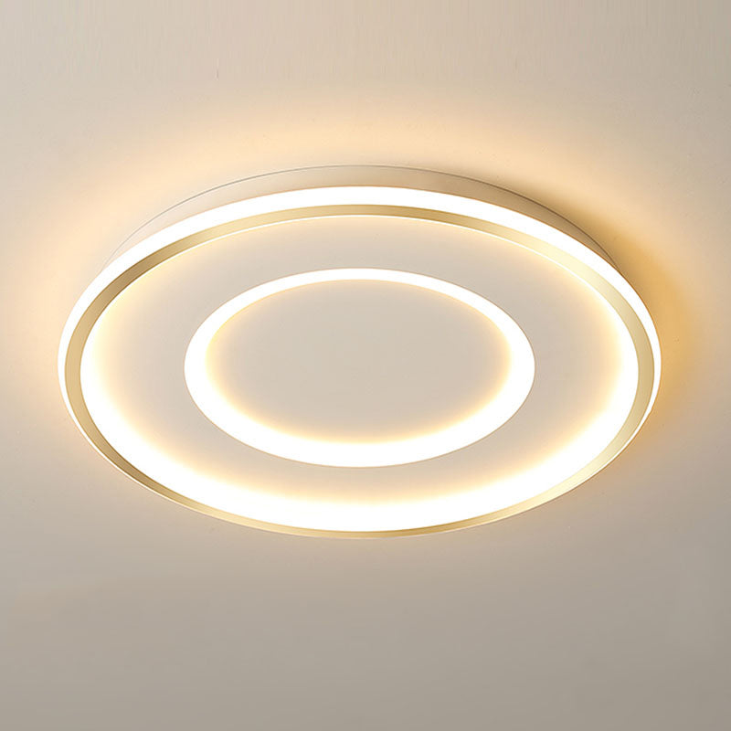 Contemporary Metal Polished Gold LED Ceiling Mount Lamp - Extra Thin Flush Light for Baby Room