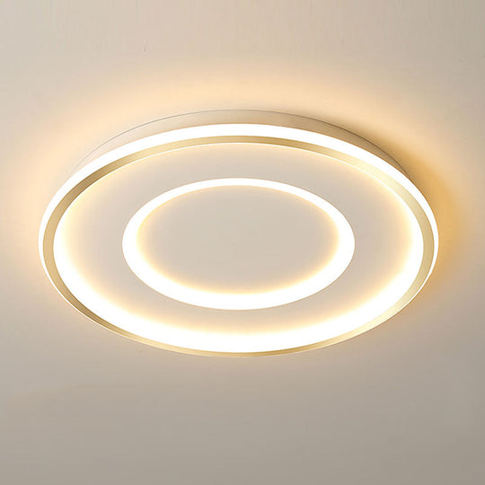 Contemporary Metal Polished Gold LED Ceiling Mount Lamp - Extra Thin Flush Light for Baby Room