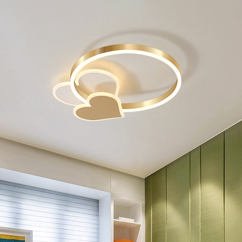 Modern Polished Gold LED Ceiling Lamp for Kids Bedroom - Cloud, Circle, and Windmill Shape