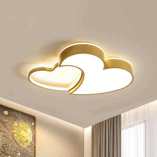 Modern Polished Gold LED Ceiling Lamp for Kids Bedroom - Cloud, Circle, and Windmill Shape