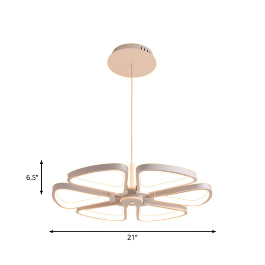 Modern Clover Led Chandelier Pendant In White Metallic Ceiling Suspension Lamp For Living Room