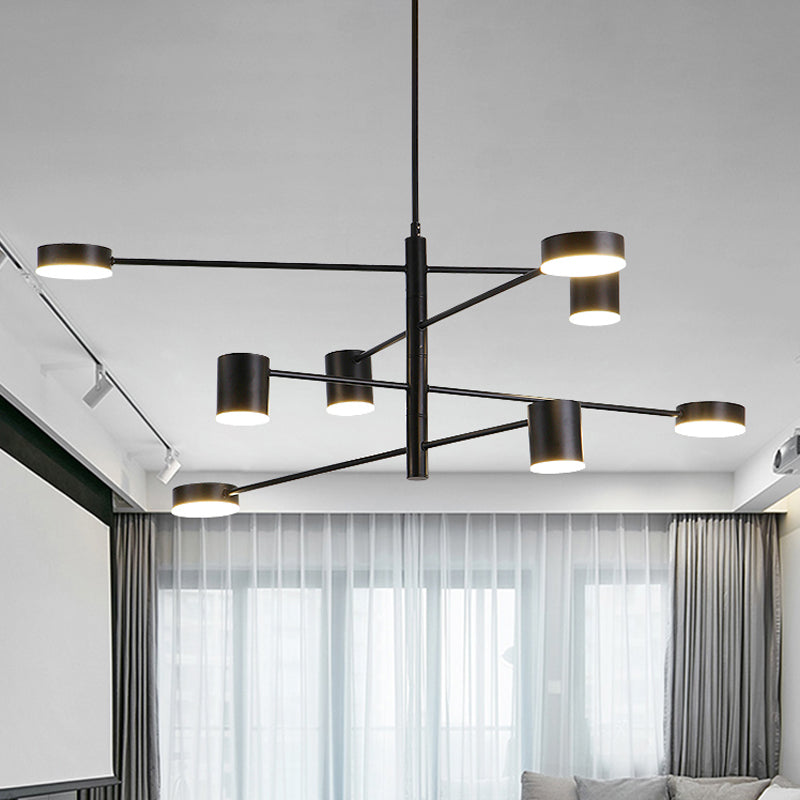 Contemporary Metal Chandelier Light Fixture - 3/4 Tiered, 6/8 Lights, Black/Gold Pendant for Bedroom