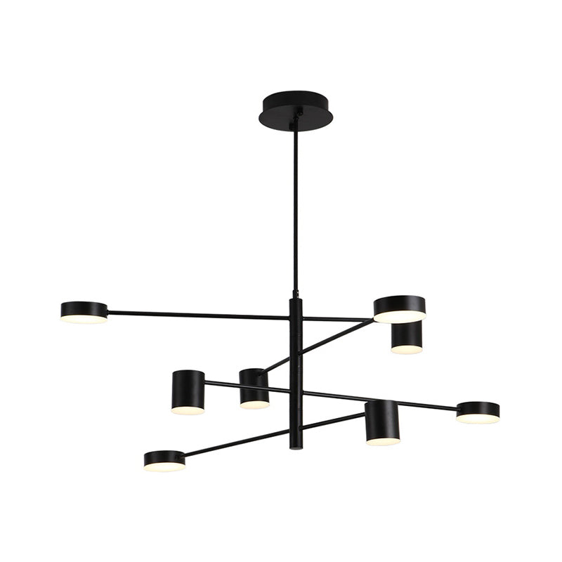 Contemporary Metal Chandelier Light Fixture - 3/4 Tiered, 6/8 Lights, Black/Gold Pendant for Bedroom