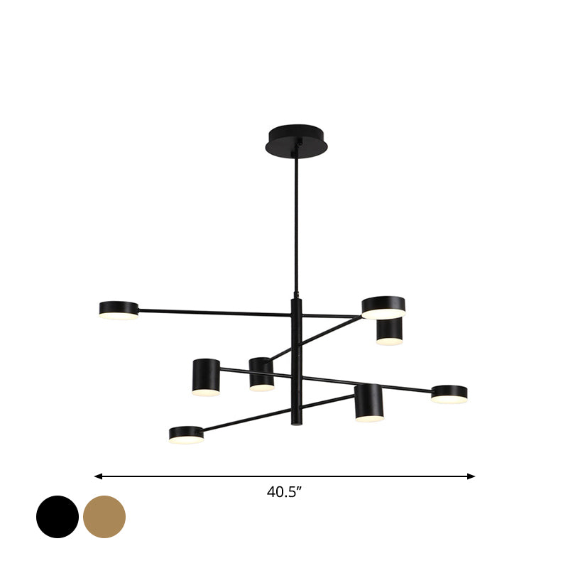 Contemporary Metal Chandelier Light Fixture - Tiered Design 6/8 Lights Black/Gold Perfect For