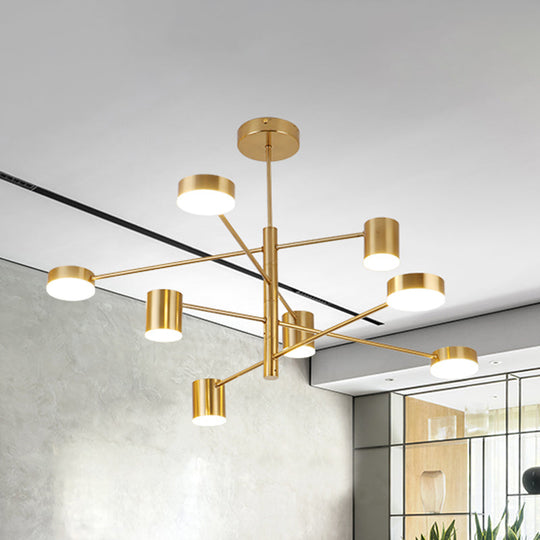 Contemporary Metal Chandelier Light Fixture - 3/4 Tiered, 6/8 Lights, Black/Gold Pendant for Bedroom