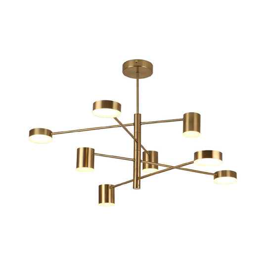 Contemporary Metal Chandelier Light Fixture - 3/4 Tiered, 6/8 Lights, Black/Gold Pendant for Bedroom