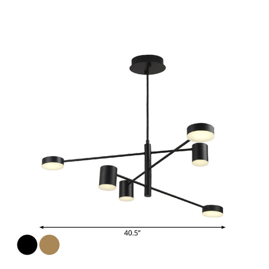 Contemporary Metal Chandelier Light Fixture - 3/4 Tiered, 6/8 Lights, Black/Gold Pendant for Bedroom