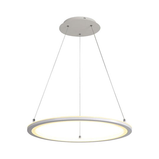 White Minimalist Led Chandelier - Circular Kitchen Pendant Lamp (16/19.5/31.5 Width)