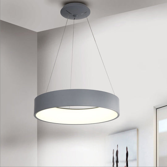 Minimalistic Led Pendant Chandelier With Acrylic Shade - Grey/White Circle Design 18/23.5 W Grey /