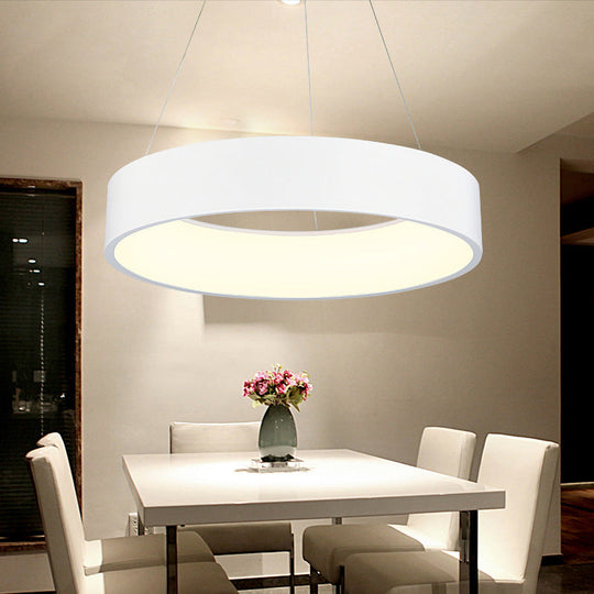 Modern LED Pendant Chandelier - Grey/White Circle Ceiling Light with Acrylic Shade, 18"/23.5" W