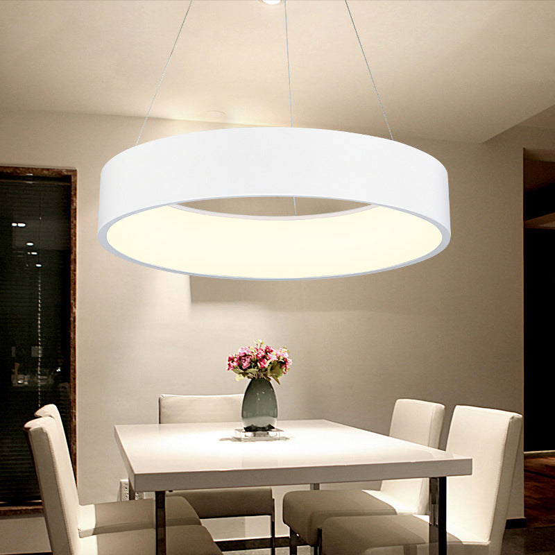 Minimalistic Led Pendant Chandelier With Acrylic Shade - Grey/White Circle Design 18/23.5 W White /