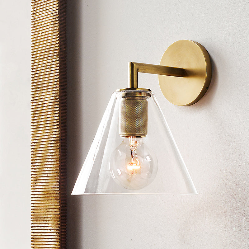 Minimalist Bronze Wall Sconce With Glass Shade Options / B