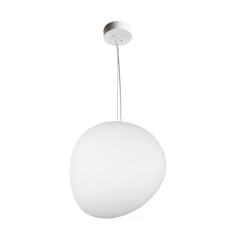 Minimalist Cream Glass Pendant Lamp for Dining Room - Floating Pebble Design, White, 9"/12.5"/18" Wide