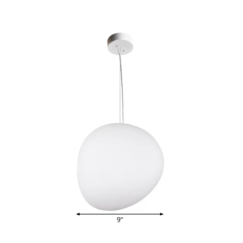 Minimalist Cream Glass Pendant Lamp for Dining Room - Floating Pebble Design, White, 9"/12.5"/18" Wide