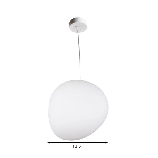 Minimalist Cream Glass Pendant Lamp for Dining Room - Floating Pebble Design, White, 9"/12.5"/18" Wide