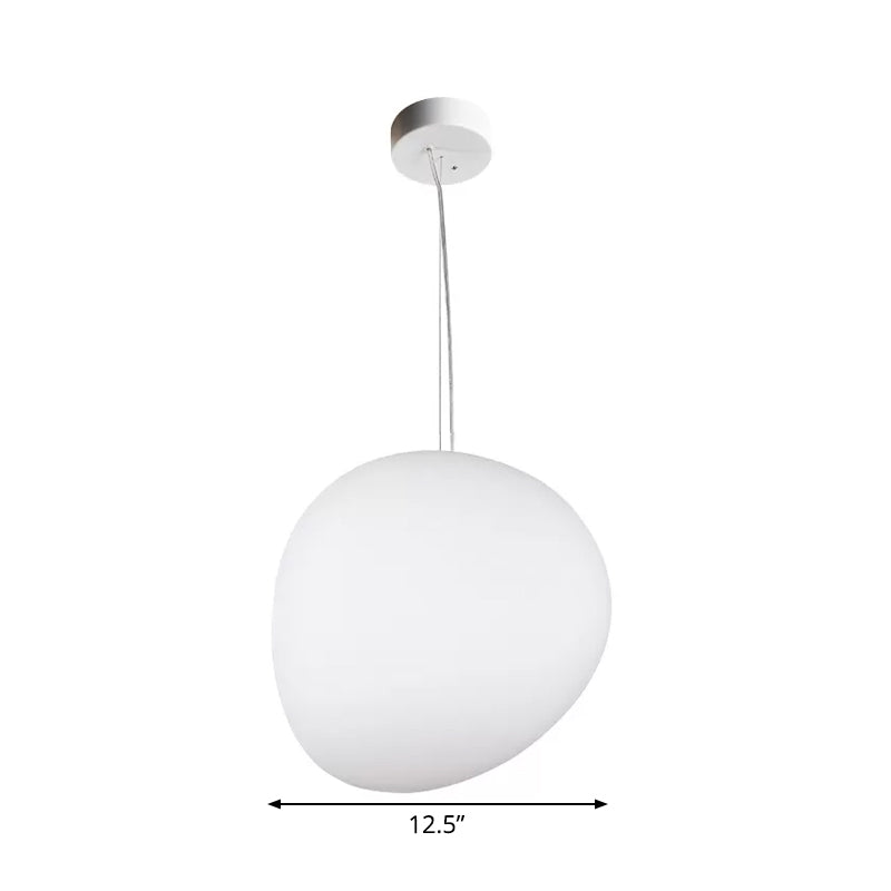 Floating Pebble Dining Room Pendant Lamp Cream Glass 1 Head Minimalist Hanging Ceiling Light in White, 9"/12.5"/18" Wide