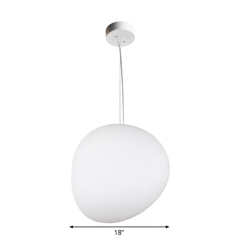 Minimalist Cream Glass Pendant Lamp for Dining Room - Floating Pebble Design, White, 9"/12.5"/18" Wide