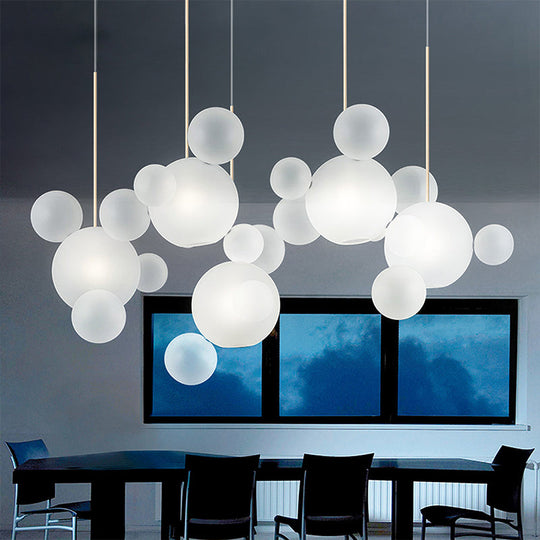 Bubble Pendant Light: Modern White Glass 5-Bulb Ceiling Lamp