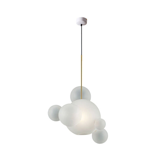 Valentina - Modern Bubble Hanging Pendant Light Modern Mouth Blown White Glass 5-Bulb Cafe House Ceiling Suspension Lamp