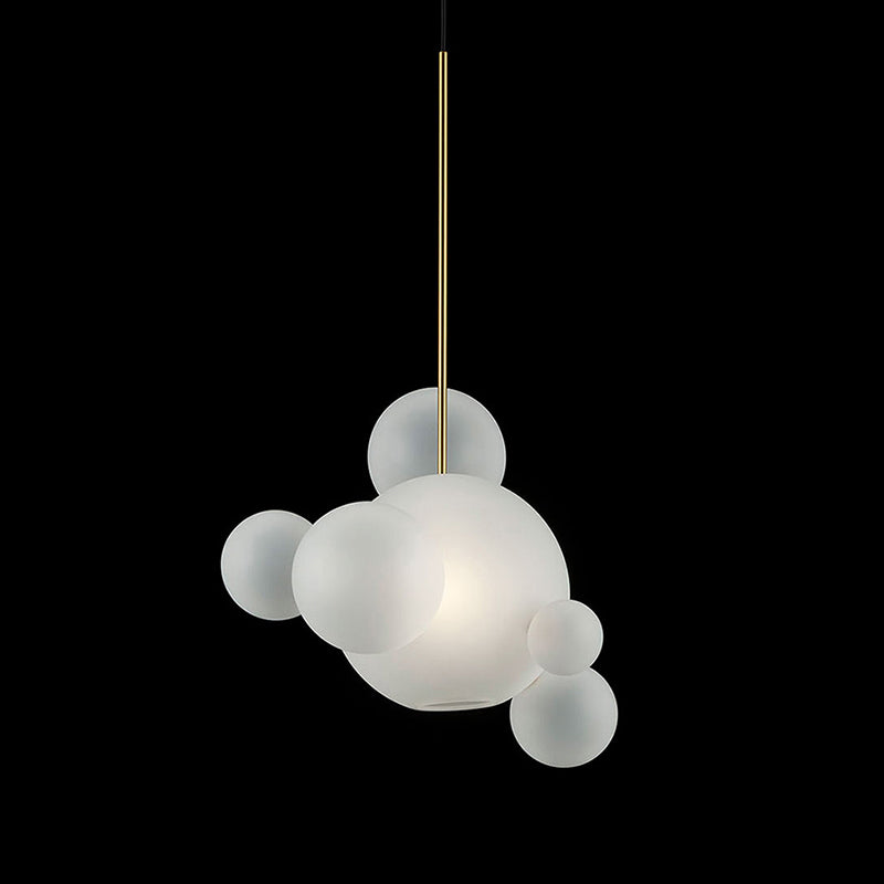 Valentina - Modern Bubble Hanging Pendant Light Modern Mouth Blown White Glass 5-Bulb Cafe House Ceiling Suspension Lamp