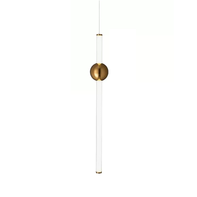 Postmodern Gold/Clear Drop Pendant Light With Frosted White Glass Shade - 1-Head Bedside Hanging