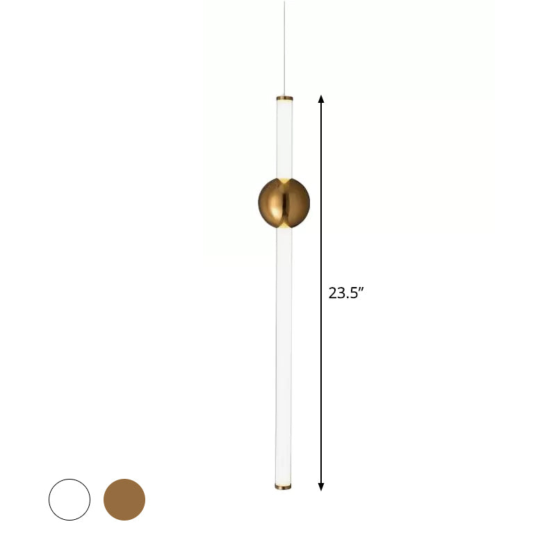 Biham - 1-Head Bedside Drop Pendant: Postmodern Gold/Clear Hanging Light