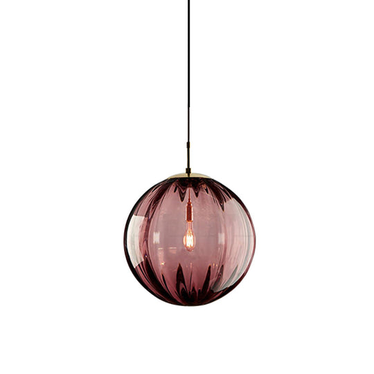 Postmodern Ceiling Pendant Lamp With Glass Pendulum In Blue/Smoke Grey/Purple Black Finish