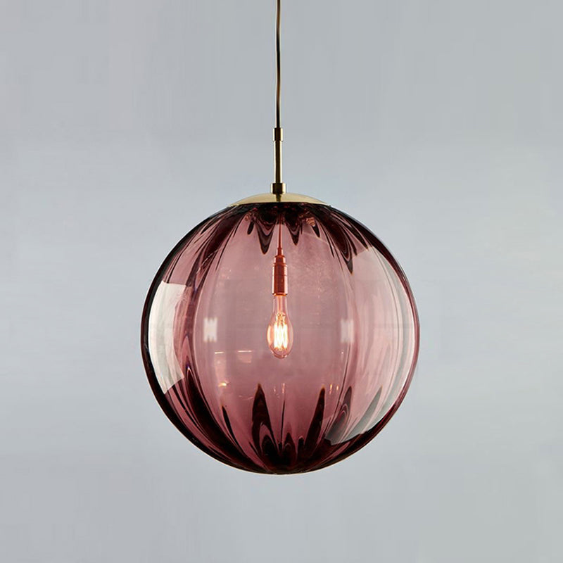 Postmodern Ceiling Pendant Lamp With Glass Pendulum In Blue/Smoke Grey/Purple Black Finish