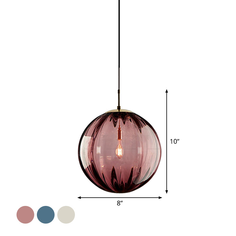 Postmodern Ceiling Pendant Lamp With Glass Pendulum In Blue/Smoke Grey/Purple Black Finish