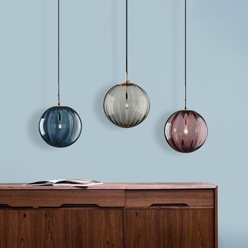 Postmodern Ceiling Pendant Lamp With Glass Pendulum In Blue/Smoke Grey/Purple Black Finish