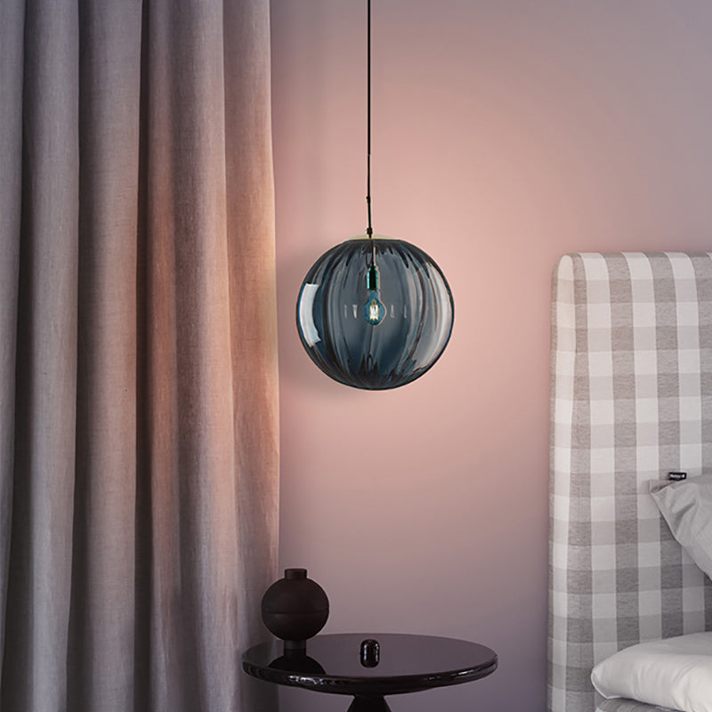 Postmodern Ceiling Pendant Lamp With Glass Pendulum In Blue/Smoke Grey/Purple Black Finish Blue