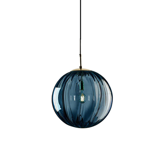 Postmodern Ceiling Pendant Lamp With Glass Pendulum In Blue/Smoke Grey/Purple Black Finish