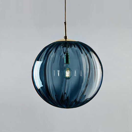 Postmodern Ceiling Pendant Lamp With Glass Pendulum In Blue/Smoke Grey/Purple Black Finish