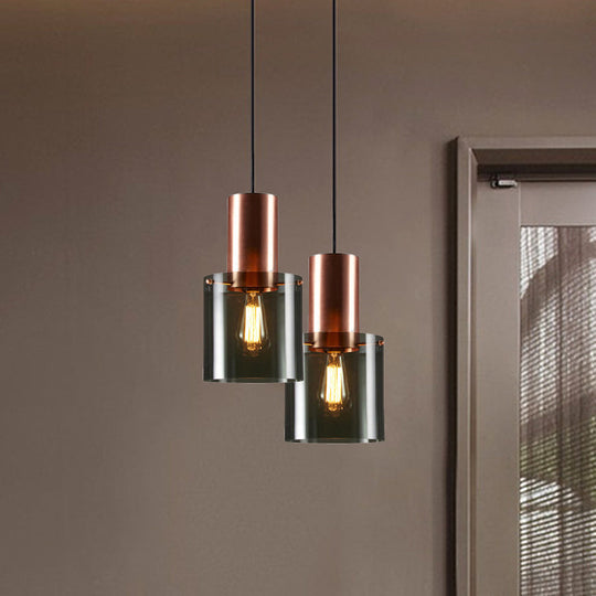 Modern Rose Gold/Gold Bottle Pendant Lamp - Smoky Grey Glass Ceiling Hang Light For Kitchen Bar Gold