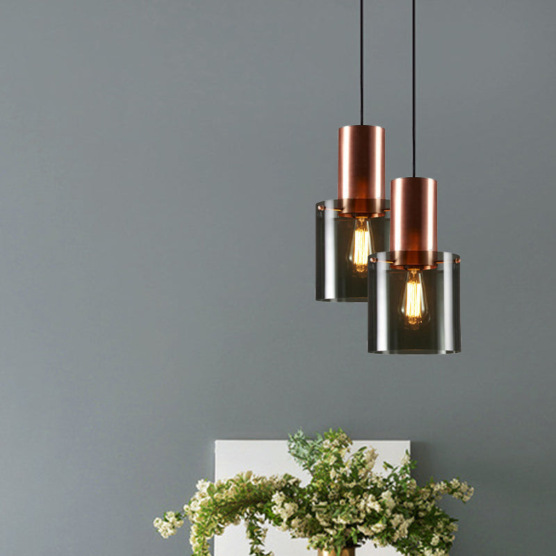 Modern Rose Gold/Gold Bottle Pendant Lamp - Smoky Grey Glass Ceiling Hang Light For Kitchen Bar