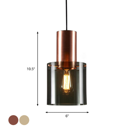 Modern Rose Gold/Gold Bottle Pendant Lamp - Smoky Grey Glass Ceiling Hang Light For Kitchen Bar