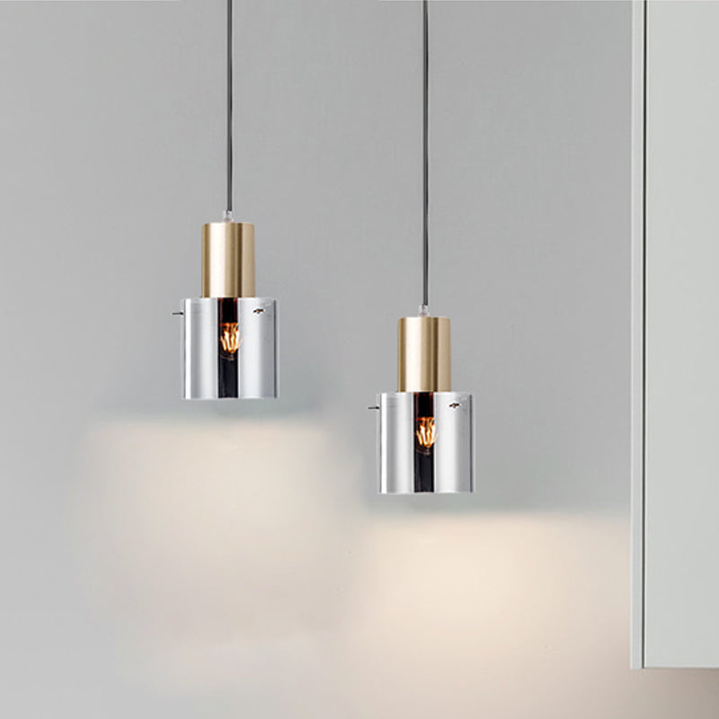 Modern Rose Gold/Gold Bottle Pendant Lamp - Smoky Grey Glass Ceiling Hang Light For Kitchen Bar