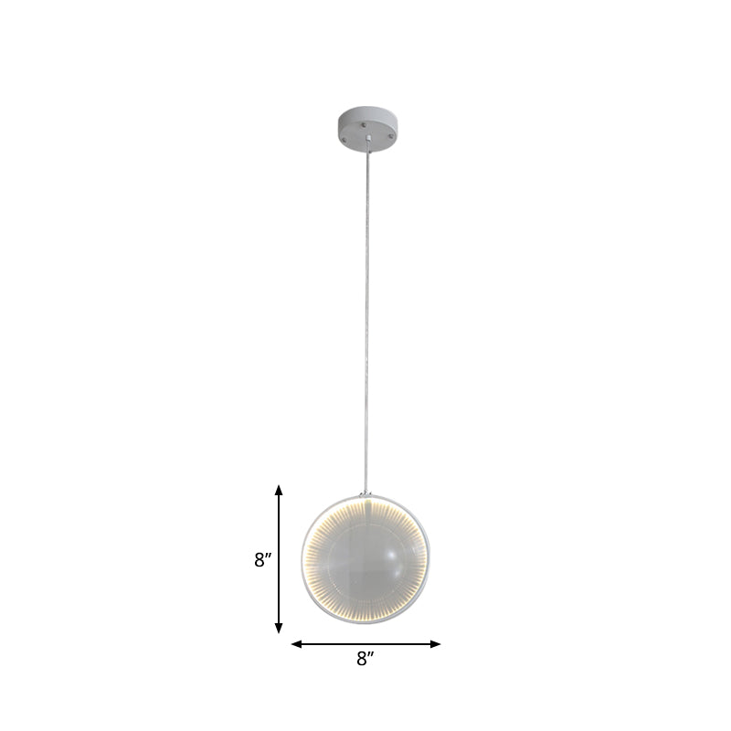 White Glass Lens Pendulum Light - Simplicity, 8"/10"/12" Wide, 1 Bulb, Hanging Pendant Light for Bedroom