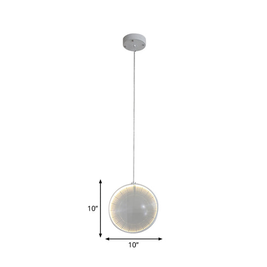 White Glass Lens Pendulum Light - Simplicity, 8"/10"/12" Wide, 1 Bulb, Hanging Pendant Light for Bedroom