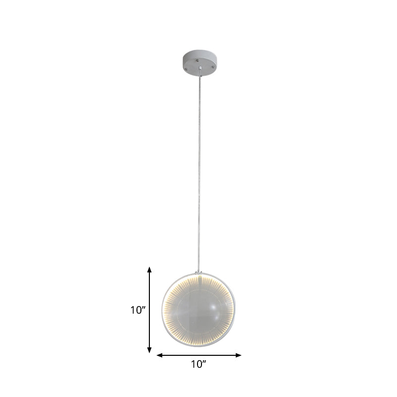 Simplicity Glass Lens Pendulum Light - White Hanging Pendant For Bedroom 8/10/12 Wide 1 Bulb