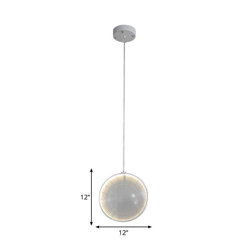 White Glass Lens Pendulum Light - Simplicity, 8"/10"/12" Wide, 1 Bulb, Hanging Pendant Light for Bedroom