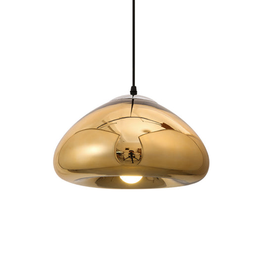 7"/12" Doublewalled Pendant Lighting Postmodern Glass Suspension Lamp - Silver/Gold/Bronze