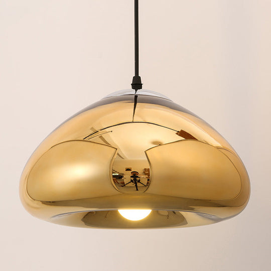 7"/12" Doublewalled Pendant Lighting Postmodern Glass Suspension Lamp - Silver/Gold/Bronze