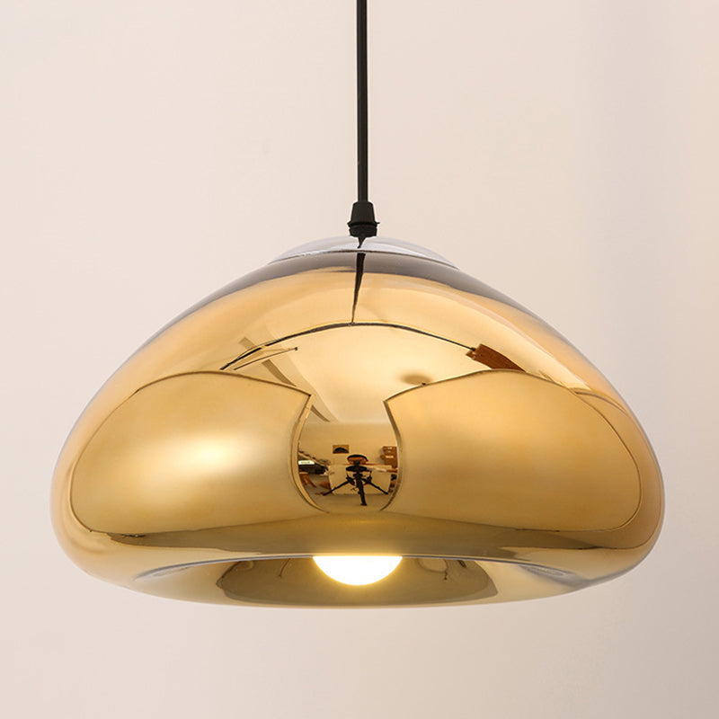 Modern 7/12 Doublewalled Glass Pendant Light - Silver/Gold/Bronze 1 Bulb Black Ceiling Suspension